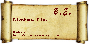 Birnbaum Elek névjegykártya